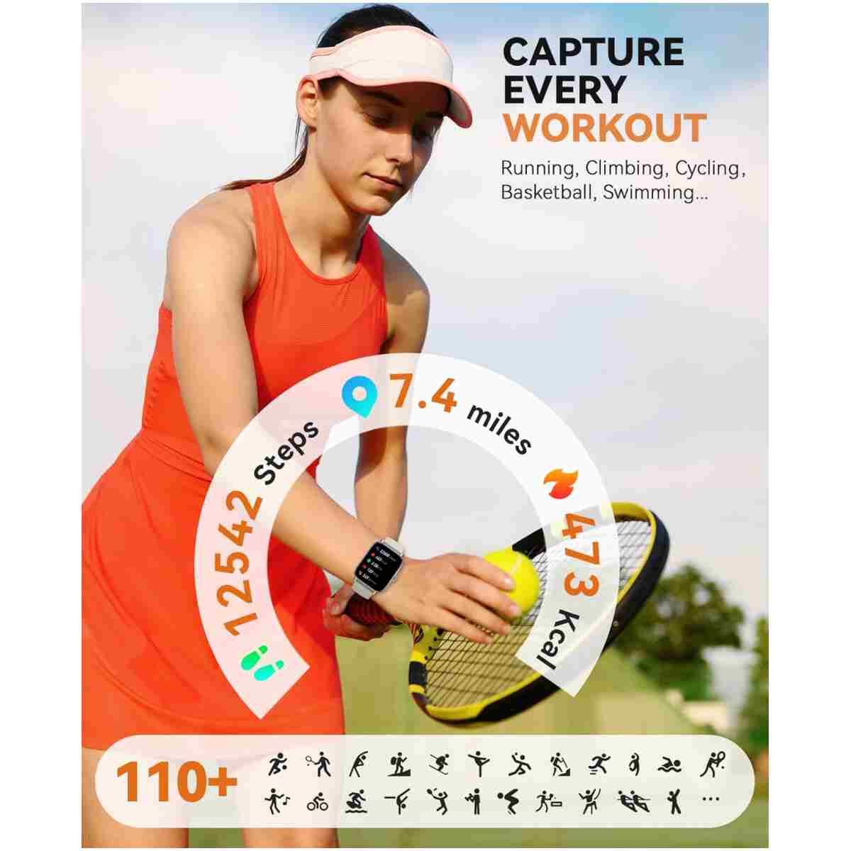 Smart Watch for Women Men- Answer/Make Call, 2025 1.91'' IP68 Waterproof Fitness Step Sleep Tracker Watch with Heart Rate Monitor Activity Counter Smartwatch for Andriod iPhone...