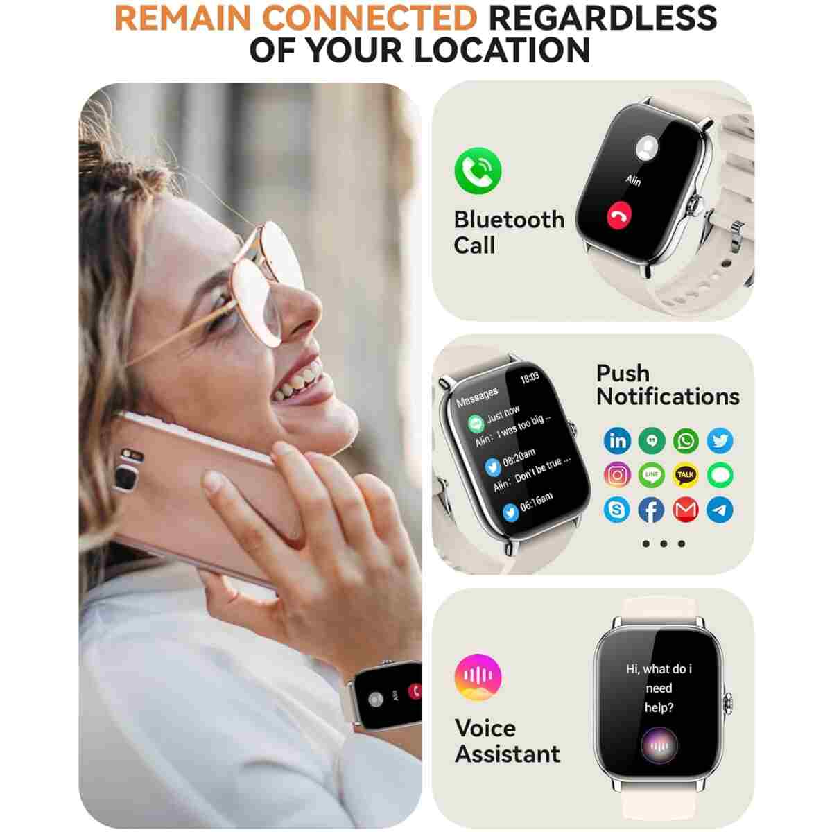 Smart Watch for Women Men- Answer/Make Call, 2025 1.91'' IP68 Waterproof Fitness Step Sleep Tracker Watch with Heart Rate Monitor Activity Counter Smartwatch for Andriod iPhone...
