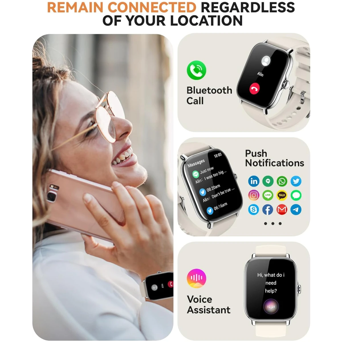 Smart Watch for Women Men- Answer/Make Call, 2025 1.91'' IP68 Waterproof Fitness Step Sleep Tracker Watch with Heart Rate Monitor Activity Counter Smartwatch for Andriod iPhone...