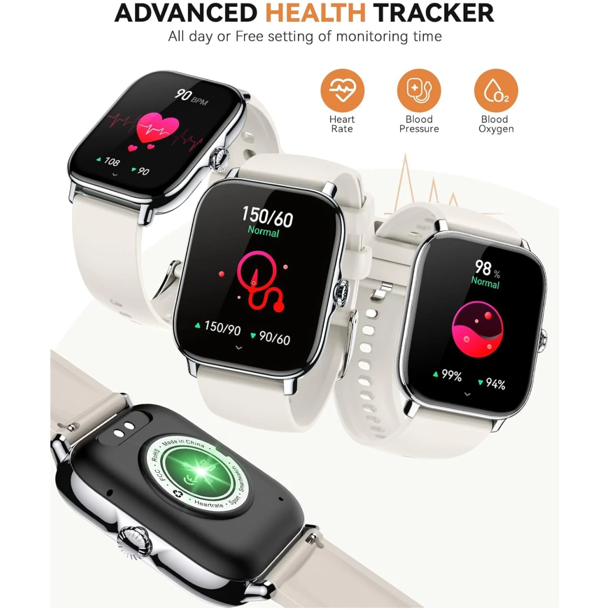 Smart Watch for Women Men- Answer/Make Call, 2025 1.91'' IP68 Waterproof Fitness Step Sleep Tracker Watch with Heart Rate Monitor Activity Counter Smartwatch for Andriod iPhone...