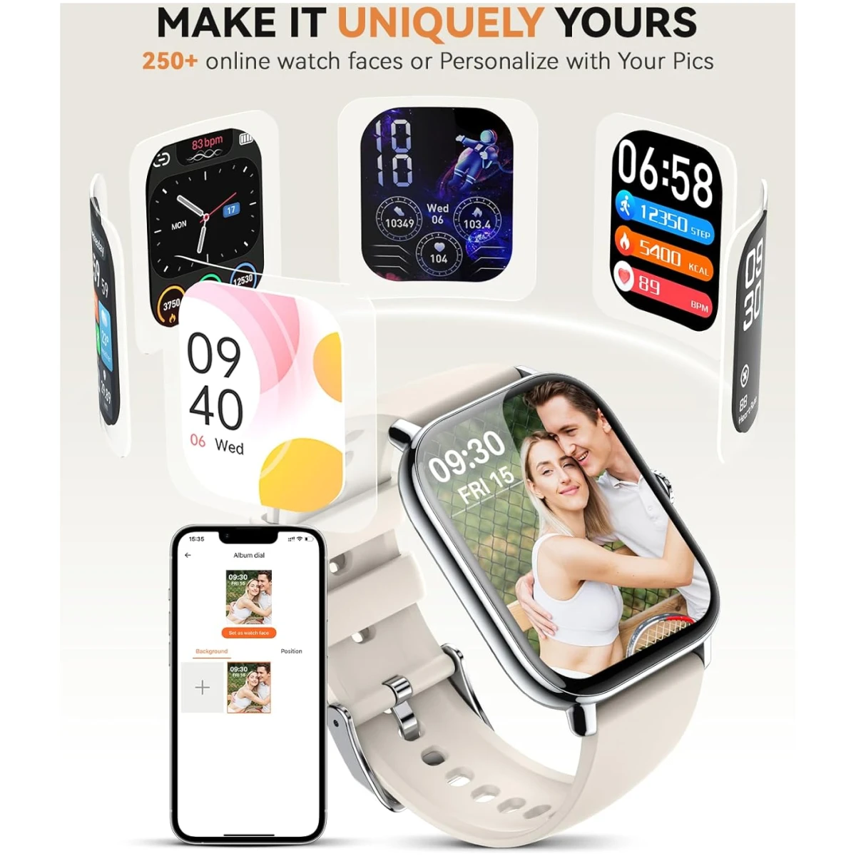 Smart Watch for Women Men- Answer/Make Call, 2025 1.91'' IP68 Waterproof Fitness Step Sleep Tracker Watch with Heart Rate Monitor Activity Counter Smartwatch for Andriod iPhone...