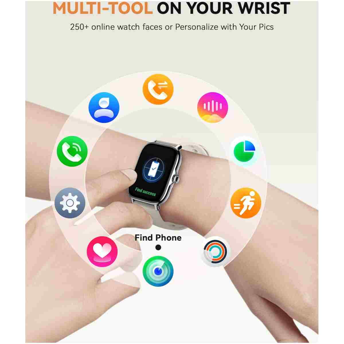 Smart Watch for Women Men- Answer/Make Call, 2025 1.91'' IP68 Waterproof Fitness Step Sleep Tracker Watch with Heart Rate Monitor Activity Counter Smartwatch for Andriod iPhone...