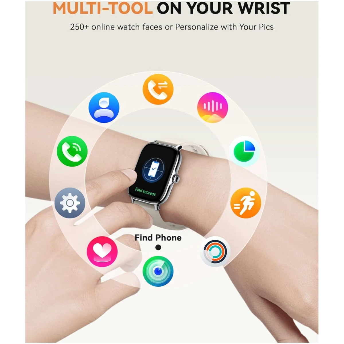 Smart Watch for Women Men- Answer/Make Call, 2025 1.91'' IP68 Waterproof Fitness Step Sleep Tracker Watch with Heart Rate Monitor Activity Counter Smartwatch for Andriod iPhone...