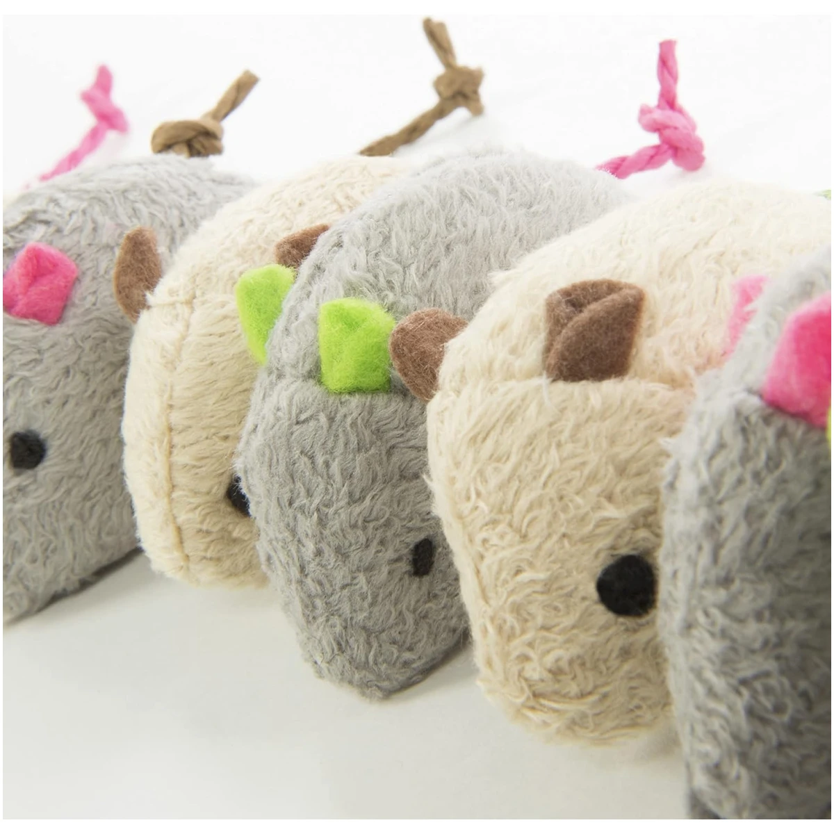 SmartyKat Skitter Critters Value Pack Catnip Cat Toys - Gray/Cream, Set of 10