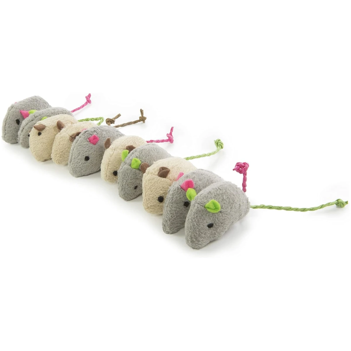 SmartyKat Skitter Critters Value Pack Catnip Cat Toys - Gray/Cream, Set of 10