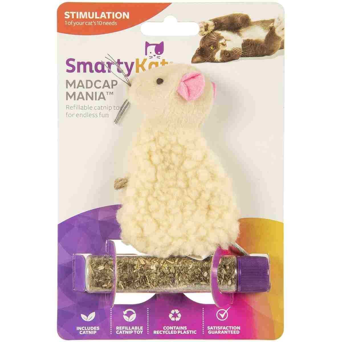 SmartyKat Skitter Critters Value Pack Catnip Cat Toys - Gray/Cream, Set of 10