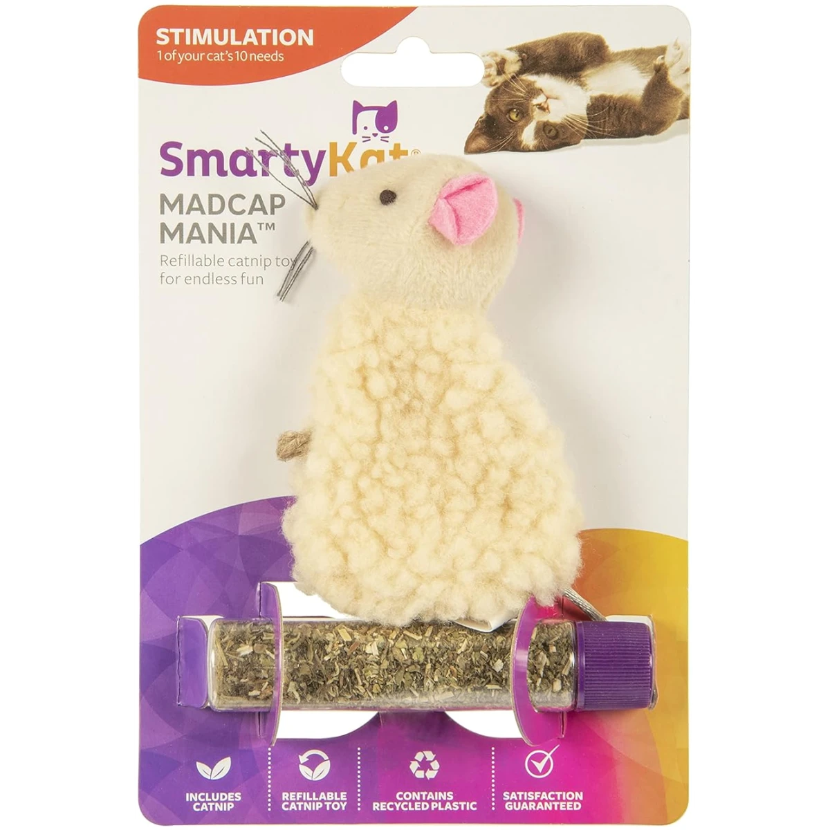 SmartyKat Skitter Critters Value Pack Catnip Cat Toys - Gray/Cream, Set of 10