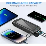 Solar-Charger-Power-Bank-49800mAh Portable Solar Phone Charger with LED Flashlight/15W Fast Charge USB C Waterproof External Backup Battery Pack for All Cell Phones & Electronic...