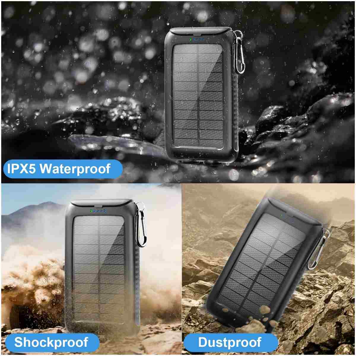Solar-Charger-Power-Bank-49800mAh Portable Solar Phone Charger with LED Flashlight/15W Fast Charge USB C Waterproof External Backup Battery Pack for All Cell Phones & Electronic...