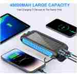Solar-Charger-Power-Bank-49800mAh Portable Solar Phone Charger with LED Flashlight/15W Fast Charge USB C Waterproof External Backup Battery Pack for All Cell Phones & Electronic...