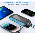 Solar-Charger-Power-Bank-49800mAh Portable Solar Phone Charger with LED Flashlight/15W Fast Charge USB C Waterproof External Backup Battery Pack for All Cell Phones & Electronic...