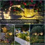 Solar Lights Outdoor Decorative, Metal Solar Watering Can Lights Waterproof, Small Hanging Solar Garden Decor Yard Lights Outside Patio Lawn, Gifts for Mom Grandma Women...
