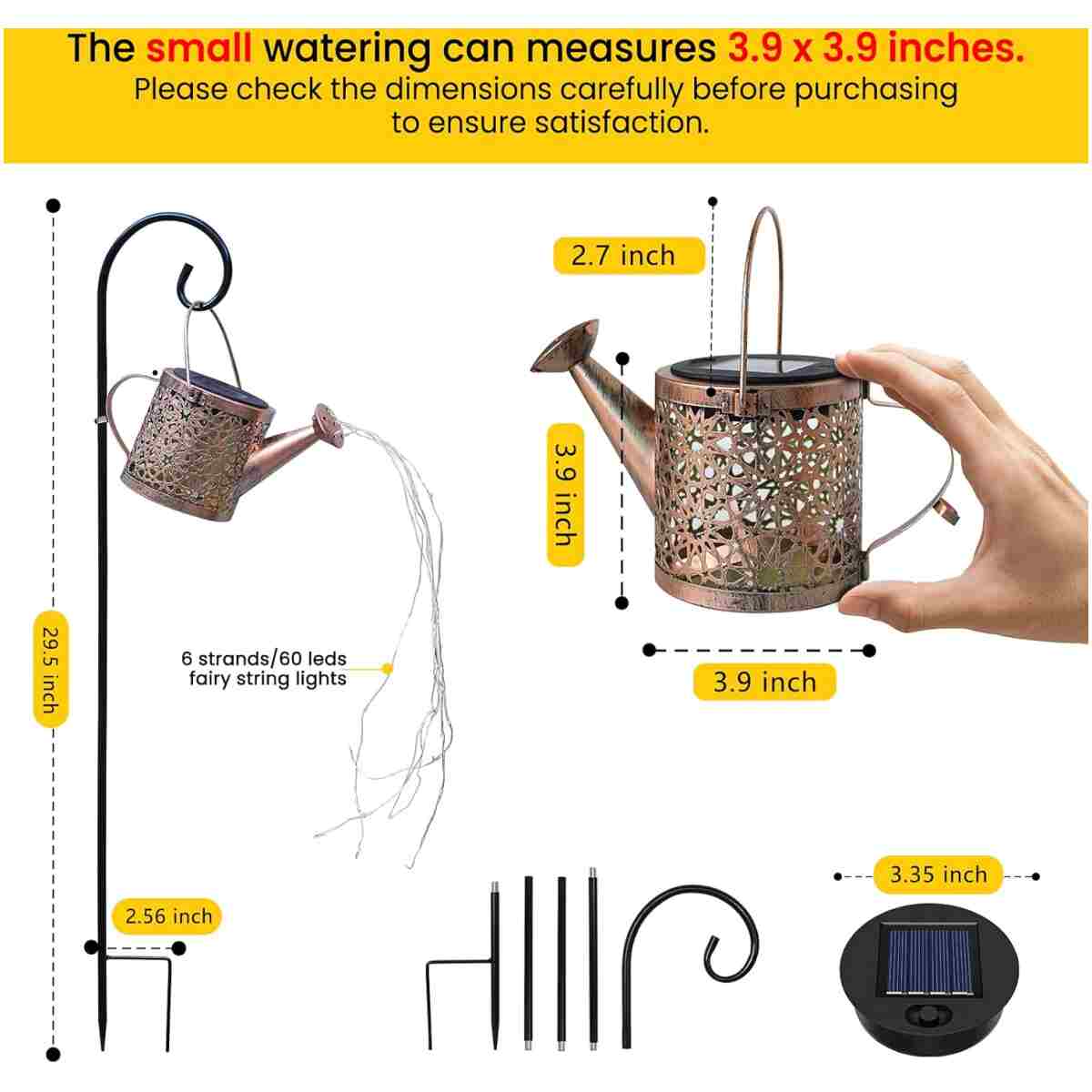 Solar Lights Outdoor Decorative, Metal Solar Watering Can Lights Waterproof, Small Hanging Solar Garden Decor Yard Lights Outside Patio Lawn, Gifts for Mom Grandma Women...