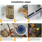 Solar Lights Outdoor Decorative, Metal Solar Watering Can Lights Waterproof, Small Hanging Solar Garden Decor Yard Lights Outside Patio Lawn, Gifts for Mom Grandma Women...