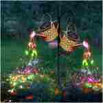 Solar Lights Outdoor Decorative, Metal Solar Watering Can Lights Waterproof, Small Hanging Solar Garden Decor Yard Lights Outside Patio Lawn, Gifts for Mom Grandma Women...