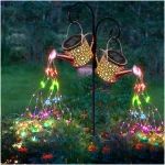 Solar Lights Outdoor Decorative, Metal Solar Watering Can Lights Waterproof, Small Hanging Solar Garden Decor Yard Lights Outside Patio Lawn, Gifts for Mom Grandma Women...