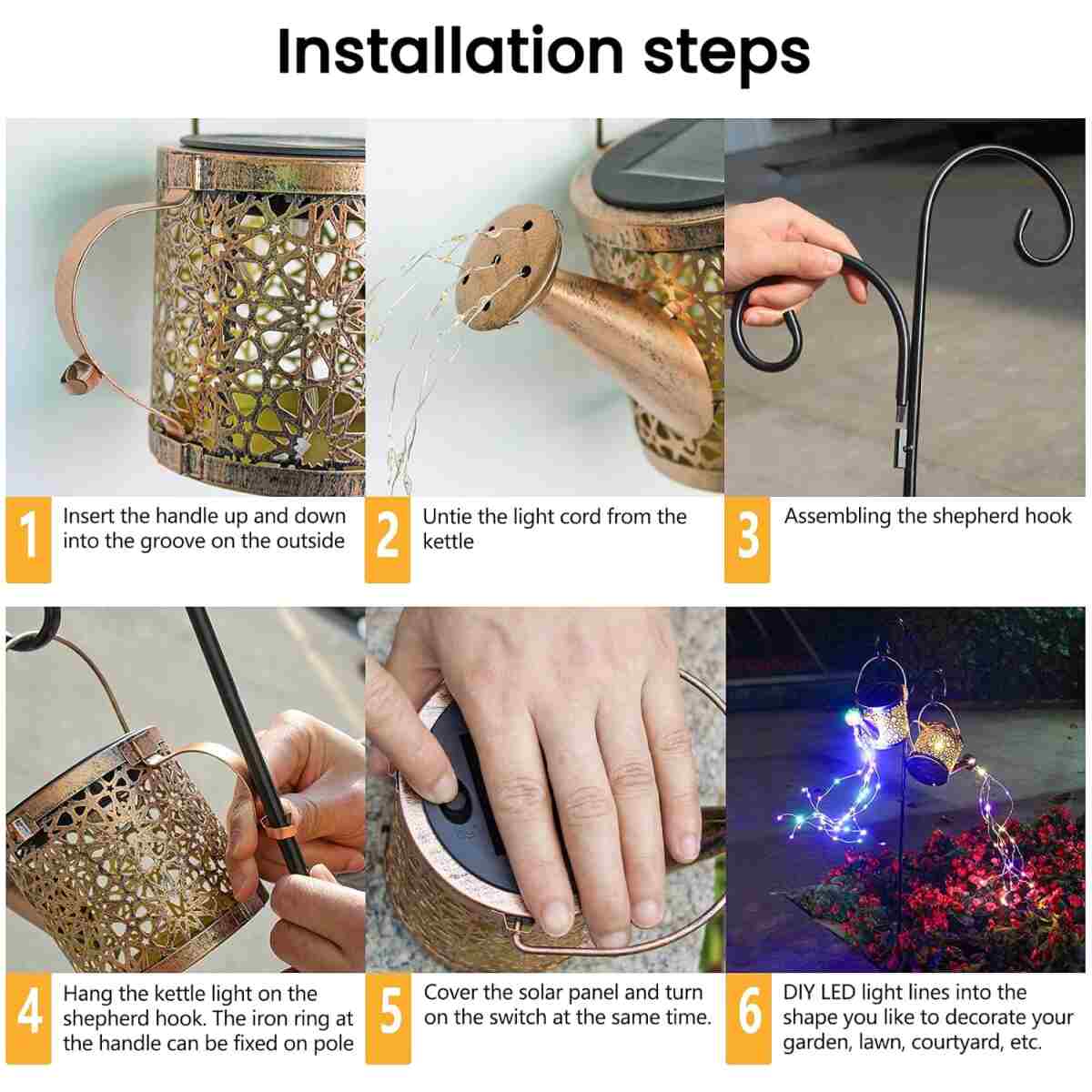 Solar Lights Outdoor Decorative, Metal Solar Watering Can Lights Waterproof, Small Hanging Solar Garden Decor Yard Lights Outside Patio Lawn, Gifts for Mom Grandma Women...