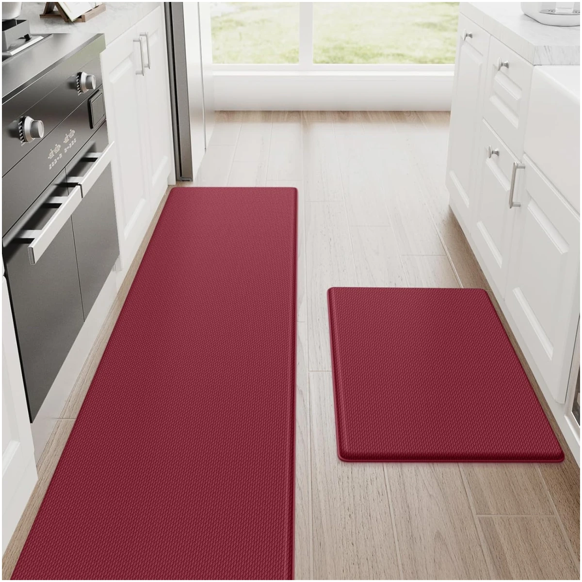 StepRite Kitchen Mats, 2PCS Kitchen Rugs, Cushioned Anti Fatigue Kitchen Mats for Floor, Non-Slip Standing Desk Mat, Waterproof Kitchen Rug Set for Kitchen, Floor,...