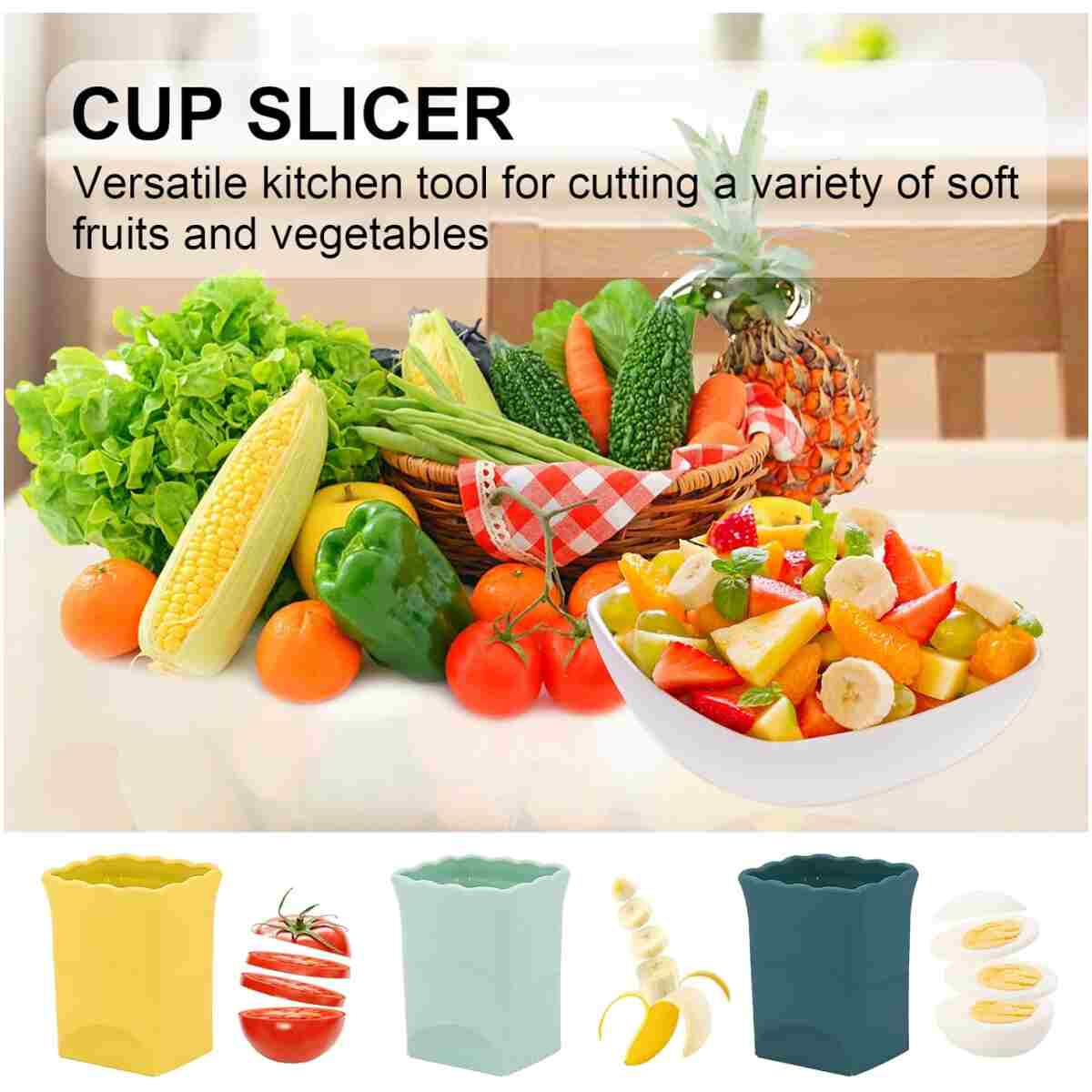 Strawberry Slicer Cup：Fruit Cup Slicer for Strawberry, Egg, Banana, Mushroom, Cucumber, Kiwi and Veggie Salad Speed Cutter the Kitchen Gadget Tool