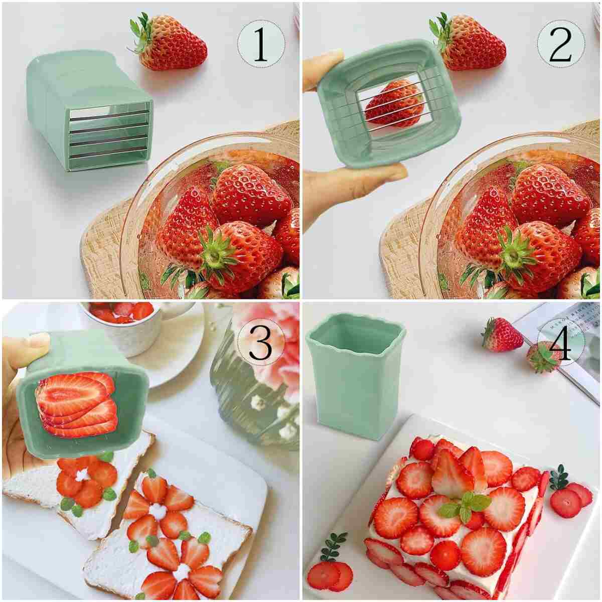 Strawberry Slicer Cup：Fruit Cup Slicer for Strawberry, Egg, Banana, Mushroom, Cucumber, Kiwi and Veggie Salad Speed Cutter the Kitchen Gadget Tool