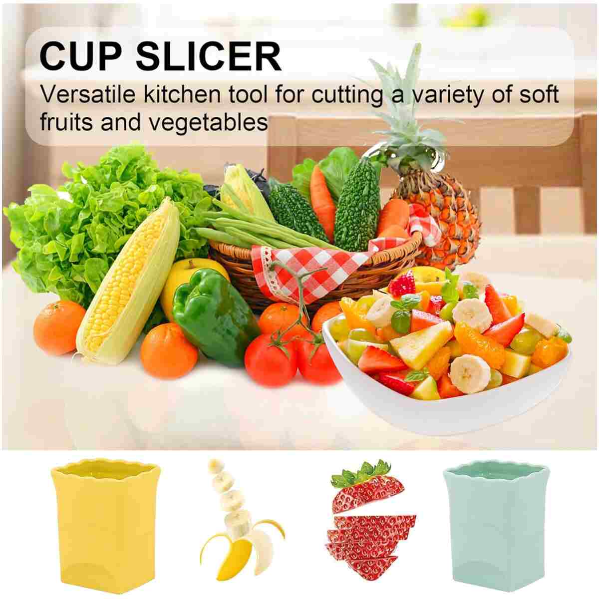 Strawberry Slicer Cup：Fruit Cup Slicer for Strawberry, Egg, Banana, Mushroom, Cucumber, Kiwi and Veggie Salad Speed Cutter the Kitchen Gadget Tool