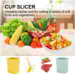 Strawberry Slicer Cup：Fruit Cup Slicer for Strawberry, Egg, Banana, Mushroom, Cucumber, Kiwi and Veggie Salad Speed Cutter the Kitchen Gadget Tool