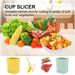 Strawberry Slicer Cup：Fruit Cup Slicer for Strawberry, Egg, Banana, Mushroom, Cucumber, Kiwi and Veggie Salad Speed Cutter the Kitchen Gadget Tool