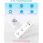 Surge Protector Outlet Extender - with Rotating Plug, 6 AC Multi Plug Outlet with 3 USB Ports (1 USB C), 1800J Wall Charger, 3-Sided Power Strip with Spaced Outlet Splitter for...