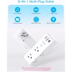 Surge Protector Outlet Extender - with Rotating Plug, 6 AC Multi Plug Outlet with 3 USB Ports (1 USB C), 1800J Wall Charger, 3-Sided Power Strip with Spaced Outlet Splitter for...
