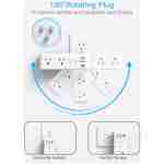 Surge Protector Outlet Extender - with Rotating Plug, 6 AC Multi Plug Outlet with 3 USB Ports (1 USB C), 1800J Wall Charger, 3-Sided Power Strip with Spaced Outlet Splitter for...