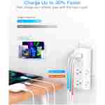 Surge Protector Outlet Extender - with Rotating Plug, 6 AC Multi Plug Outlet with 3 USB Ports (1 USB C), 1800J Wall Charger, 3-Sided Power Strip with Spaced Outlet Splitter for...