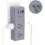 Surge Protector Outlet Extender - with Rotating Plug, 6 AC Multi Plug Outlet with 3 USB Ports (1 USB C), 1800J Wall Charger, 3-Sided Power Strip with Spaced Outlet Splitter for...