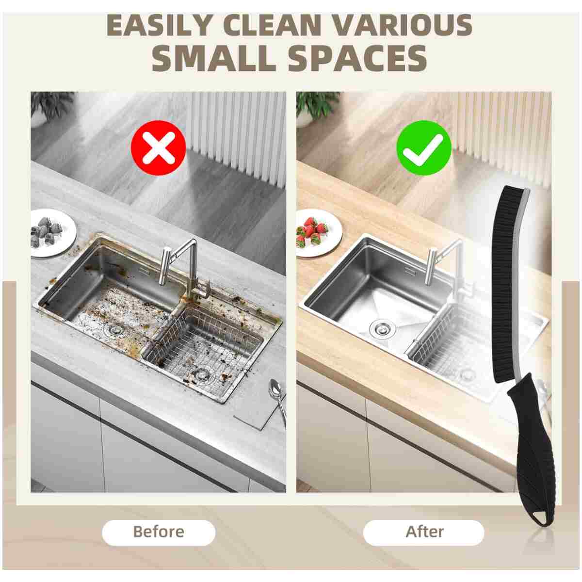 SXhyf Hard Bristle Crevice Cleaning Brush - Multifunctional Gap Cleaning Brush, Bathroom Cleaning Tools, Grout Brush, Crevice Cleaning Supplies for Household Use, Kitchen,...