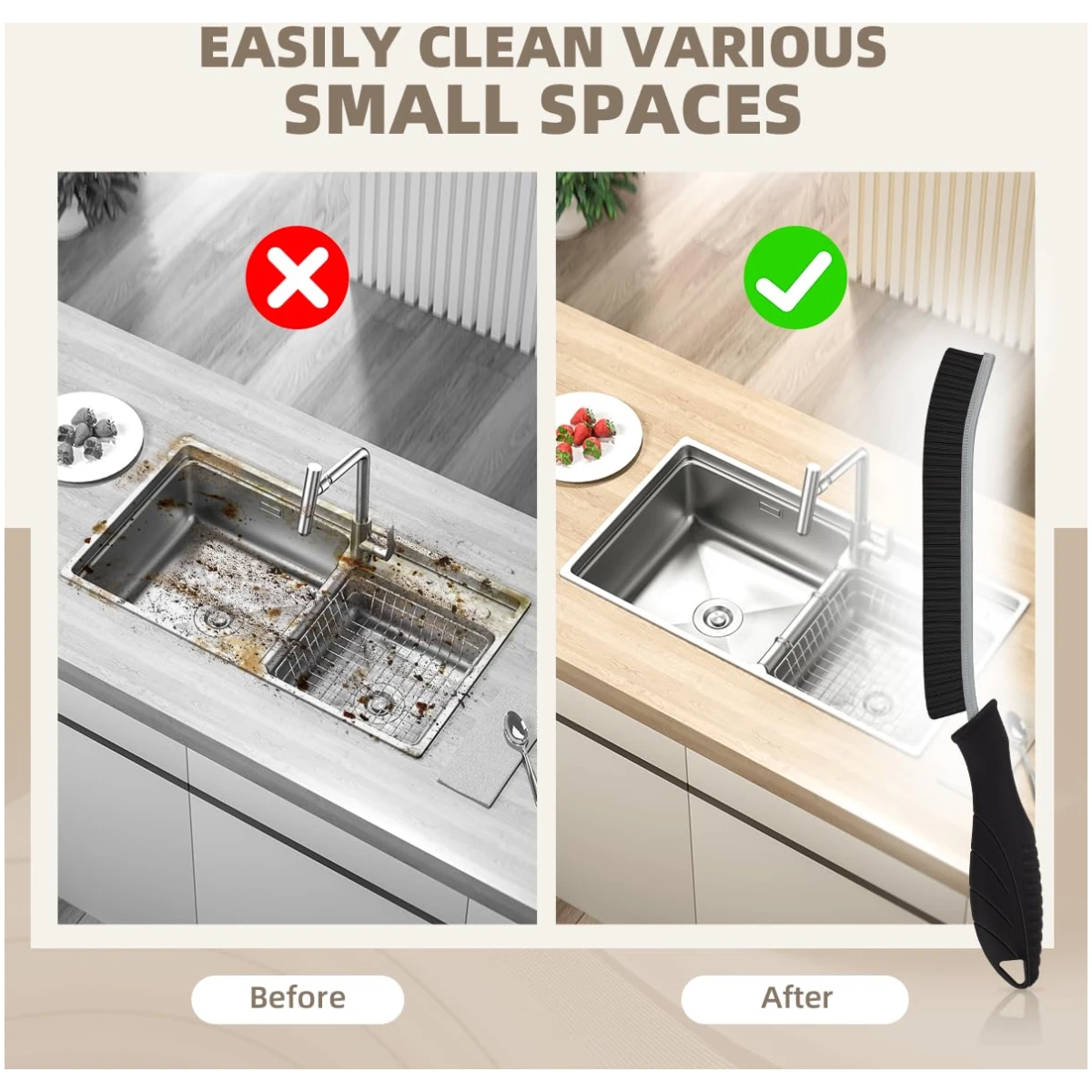 SXhyf Hard Bristle Crevice Cleaning Brush - Multifunctional Gap Cleaning Brush, Bathroom Cleaning Tools, Grout Brush, Crevice Cleaning Supplies for Household Use, Kitchen,...