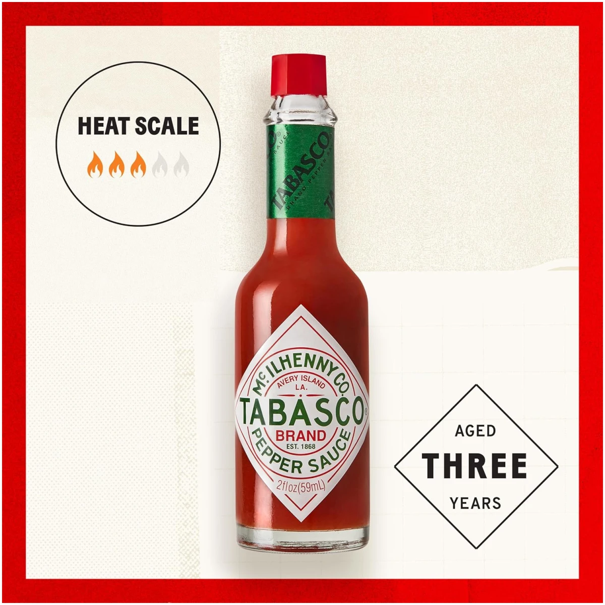 TABASCO Brand Original Red Pepper Hot Sauce, Medium Heat, Glass Bottle, Classic & Versatile Flavor, Three Simple Ingredients, Great for Dips, Tacos, Eggs, Pizza, Oysters & More,...