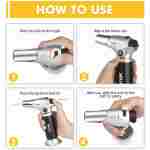 TBTEEK Butane Torch, Kitchen Torch Cooking Torch with Safety Lock & Adjustable Flame for Cooking, BBQ, Baking, Brulee, Creme, DIY Soldering(Butane Not Included)