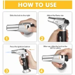 TBTEEK Butane Torch, Kitchen Torch Cooking Torch with Safety Lock & Adjustable Flame for Cooking, BBQ, Baking, Brulee, Creme, DIY Soldering(Butane Not Included)