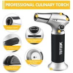 TBTEEK Butane Torch, Kitchen Torch Cooking Torch with Safety Lock & Adjustable Flame for Cooking, BBQ, Baking, Brulee, Creme, DIY Soldering(Butane Not Included)