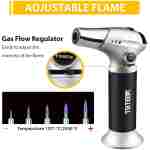 TBTEEK Butane Torch, Kitchen Torch Cooking Torch with Safety Lock & Adjustable Flame for Cooking, BBQ, Baking, Brulee, Creme, DIY Soldering(Butane Not Included)