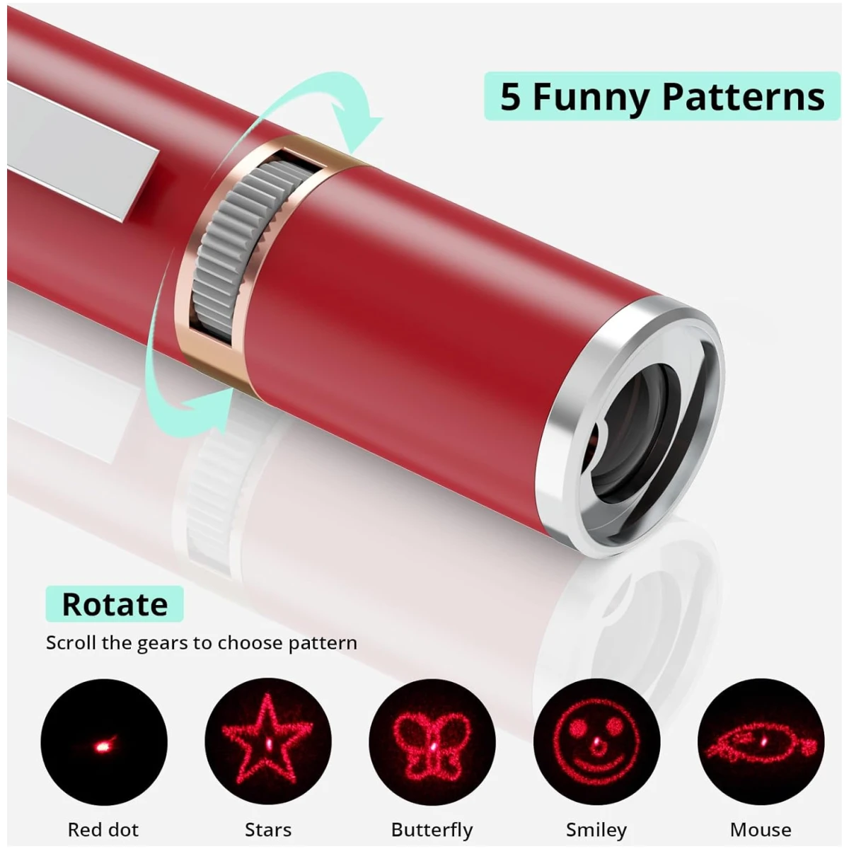 TBTeek Cat Toys for Indoor Cats, 2 Pieces, Rechargeable, 7 Adjustable Patterns, Interactive Kitten Pet Dog Chase Toy for Cats Fun Playing Exercise（Red）