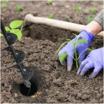 TCBWFY Auger Drill Bit 2x14.6inch Garden Plant Flower Bulb Auger Rapid Planter Bulb & Bedding Plant Auger for 3/8" Hex Drive Earth Drill Fence Post Umbrella Hole Digger