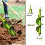 TCBWFY Auger Drill Bit 2x14.6inch Garden Plant Flower Bulb Auger Rapid Planter Bulb & Bedding Plant Auger for 3/8" Hex Drive Earth Drill Fence Post Umbrella Hole Digger