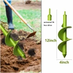 TCBWFY Auger Drill Bit 2x14.6inch Garden Plant Flower Bulb Auger Rapid Planter Bulb & Bedding Plant Auger for 3/8" Hex Drive Earth Drill Fence Post Umbrella Hole Digger