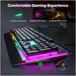 TECKNET Gaming Keyboard, USB Wired Computer Keyboard, 15-Zone RGB Illumination, IP32 Water Resistance, 25 Anti-ghosting Keys, All-Metal Panel (Whisper Quiet Gaming Switch)
