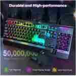 TECKNET Gaming Keyboard, USB Wired Computer Keyboard, 15-Zone RGB Illumination, IP32 Water Resistance, 25 Anti-ghosting Keys, All-Metal Panel (Whisper Quiet Gaming Switch)