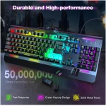 TECKNET Gaming Keyboard, USB Wired Computer Keyboard, 15-Zone RGB Illumination, IP32 Water Resistance, 25 Anti-ghosting Keys, All-Metal Panel (Whisper Quiet Gaming Switch)
