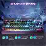 TECKNET Gaming Keyboard, USB Wired Computer Keyboard, 15-Zone RGB Illumination, IP32 Water Resistance, 25 Anti-ghosting Keys, All-Metal Panel (Whisper Quiet Gaming Switch)