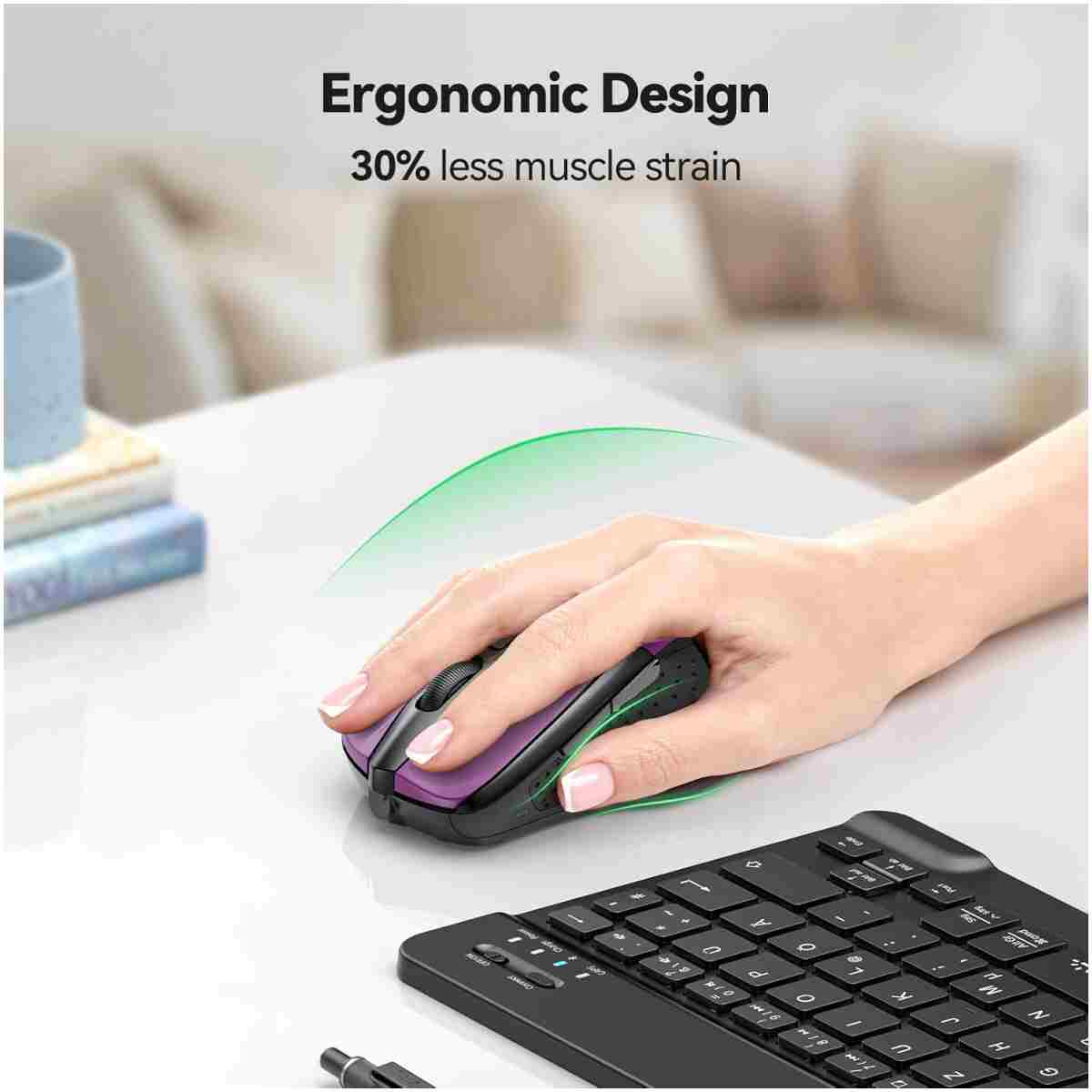 TECKNET Wireless Mouse, 2.4G Ergonomic Optical Mouse, Computer Mouse for Laptop, PC, Computer, Chromebook, Notebook, 6 Buttons, 24 Months Battery Life, 2600 DPI, 5 Adjustment...