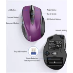 TECKNET Wireless Mouse, 2.4G Ergonomic Optical Mouse, Computer Mouse for Laptop, PC, Computer, Chromebook, Notebook, 6 Buttons, 24 Months Battery Life, 2600 DPI, 5 Adjustment...
