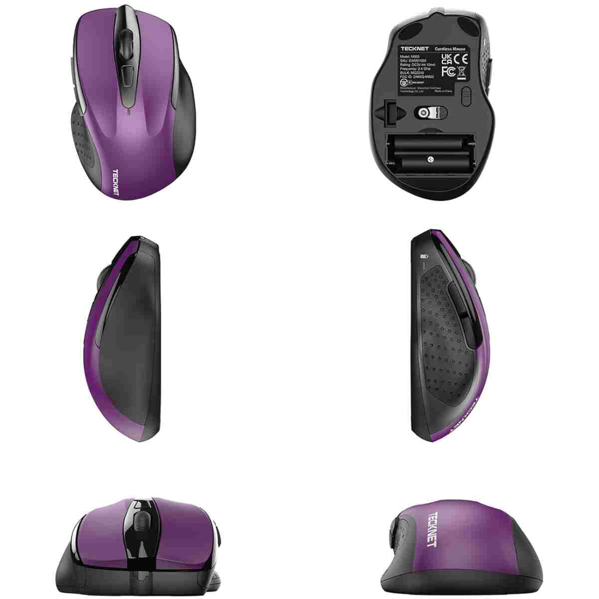 TECKNET Wireless Mouse, 2.4G Ergonomic Optical Mouse, Computer Mouse for Laptop, PC, Computer, Chromebook, Notebook, 6 Buttons, 24 Months Battery Life, 2600 DPI, 5 Adjustment...